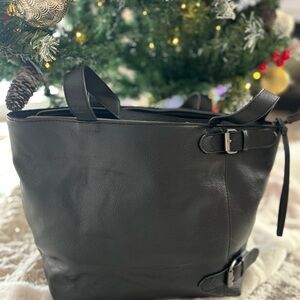 Elegant Black Leather Tote Bag